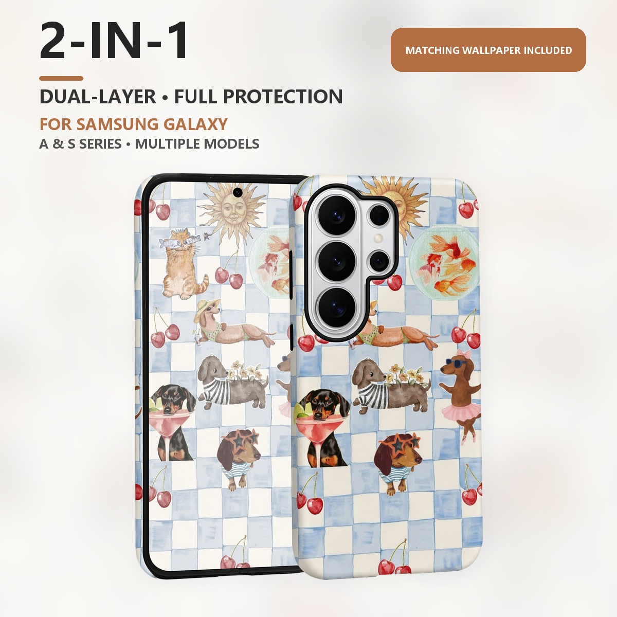 Samsung Galaxy S24 - perros divertidos verano 2-in-1 Doble Capa